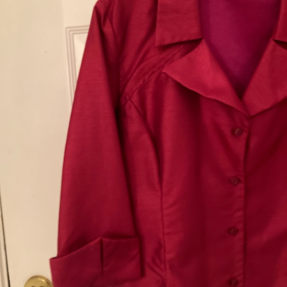 Women's Dark Hot Pink Blouse. Made with a fabric that holds its shape very well.